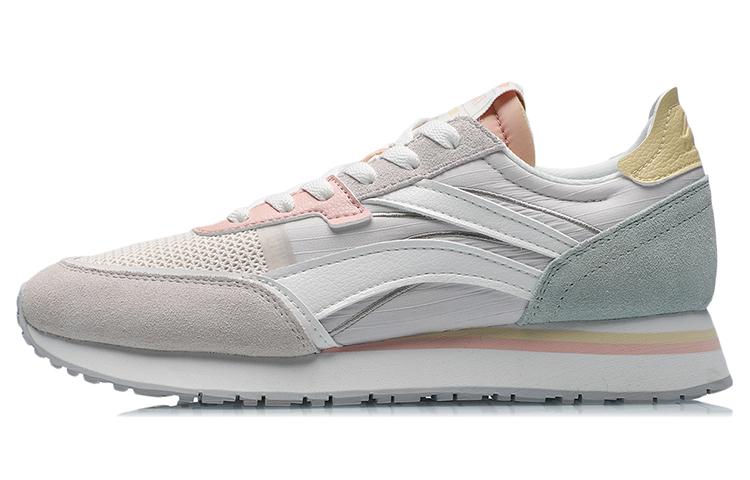LiNing ChengFeng Cushioning Slip Resistant And Abrasion Resistant Low Top Running Shoes Women's Pink White Green