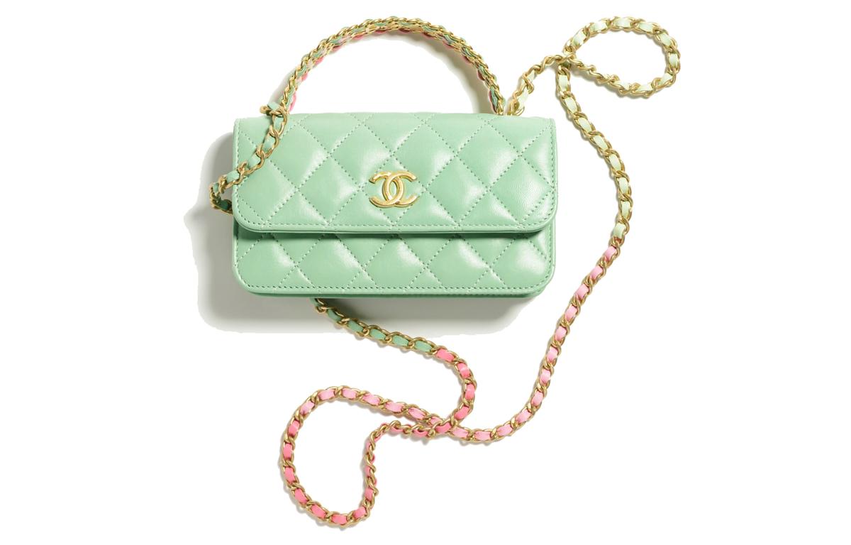 https://d2cva83hdk3bwc.cloudfront.net/AP3242-B10354-NM369-chanel-calfskin-chain-bag-cell-phone-pouch-handbag-shoulder-bag-crossbody-bag-women-s-light-green-1.jpg