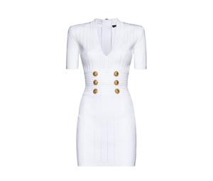 Buy BALMAIN FW22 Short Sleeved Dresses Women's White at Sasom – Authentic and Ready to Ship
