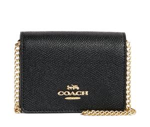 Buy Coach Women's Mini Leather Wallet Chain Crossbody Bag Black at Sasom – Authentic and Ready to Ship