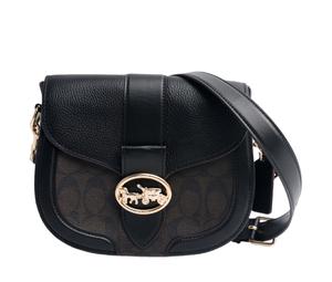 Buy Coach Georgie Canvas With Leather Bacchus Bag Saddle Bag Shoulder Bag Crossbody Bag Small Size Women's Dark Brown/Black at Sasom – Authentic and Ready to Ship