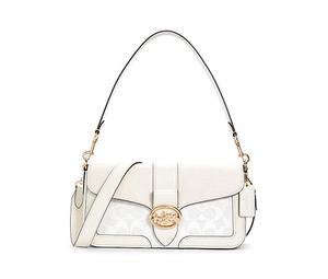 Buy Coach Georgie Canvas With Leather Shoulder Bag Handbag Medium Size Women's White at Sasom – Authentic and Ready to Ship