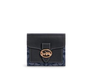 Buy Coach Georgie Fabric With Leather Clutches Wallets Small Size Women's Denim Blue Monogram at Sasom – Authentic and Ready to Ship