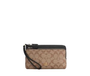 Buy Coach Corner Zip Leather Clutch Card Holder Wallet Wrist Bag Regular Women's Brown & Black at Sasom – Authentic and Ready to Ship