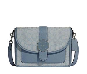Buy Coach Lonnie Jacquard Fabric With Leather Shoulder Bag, Crossbody Bag Medium Size Women's Haze Blue/Morandi Color at Sasom – Authentic and Ready to Ship