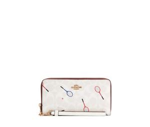 Buy Coach Zip Around Canvas With Leather Wallet Small Size Women's White at Sasom – Authentic and Ready to Ship