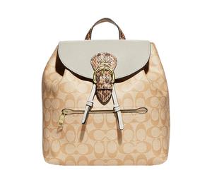 Buy Coach Kleo Pebble Snakeskin Print Leather With Canvas Backpack Medium Size Women's Khaki & Monogram at Sasom – Authentic and Ready to Ship