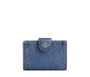 Buy Coach Corner Zip Denim Wallet Medium Size Women's Blue at Sasom – Authentic and Ready to Ship