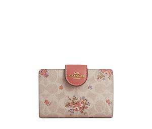 Buy Coach Corner Zip Coated Canvas Wallet Medium Size Women's Sand & Multicolor at Sasom – Authentic and Ready to Ship