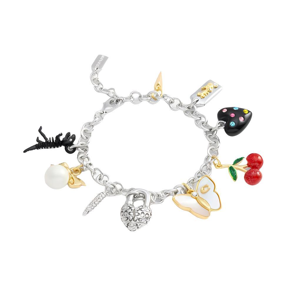 Coach Brass Plated Resin Glass Pearl Glass Enamel Cubic Zircon Bracelets Women's Silver