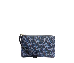 Buy Coach Corner Zip Canvas With Leather Wrist Bags Clutches Small Size Women's Navy at Sasom – Authentic and Ready to Ship