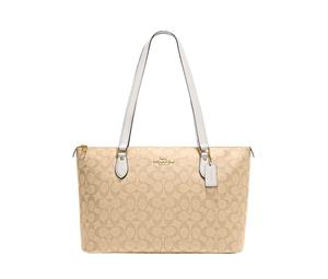 Buy Coach Zip Top Tote Coated Canvas With Leather Tote Bag Shopping Bag Handbag Shoulder Bag Women's Khaki White Multicolor at Sasom – Authentic and Ready to Ship
