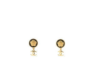 Buy Chanel Camellia Cc Drop Earrings In Gold Metal with Leather at Sasom – Authentic and Ready to Ship