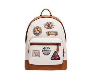 Buy Coach West Cow Leather With Textile Backpack Regular Women's White & Brown at Sasom – Authentic and Ready to Ship