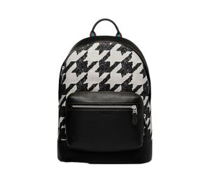 Buy Coach West Canvas With Genuine Stone Grain Leather Backpack Large Size Unisex Black White at Sasom – Authentic and Ready to Ship