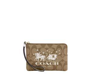 Buy Coach Corner Zip Coated Canvas With Smooth Leather Clutch Women's Gold & Khaki & Chalk at Sasom – Authentic and Ready to Ship