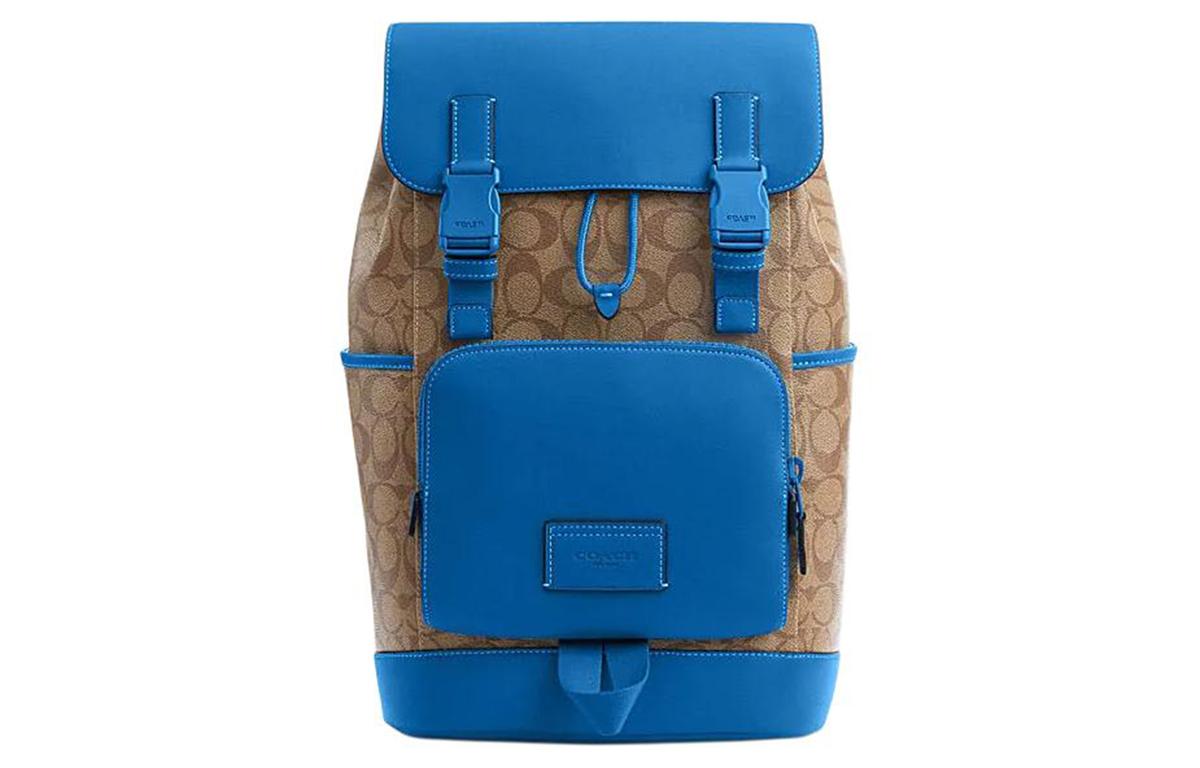 Coach Vibrant Blue Leather Backpack Coach Blue Leather Colorblock Court Backpack main image 4