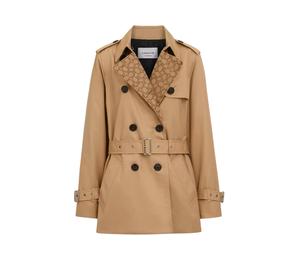 Buy Coach Signature Lapel Short Trench Coat Women's Khaki at Sasom – Authentic and Ready to Ship
