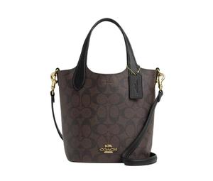 Buy Coach Hanna Iconic Coated Canvas With Smooth Leather Crossbody Bag, Shoulder Bag Small Size Women's Gold & Brown Black at Sasom – Authentic and Ready to Ship