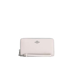 Buy Coach Zip Around Premium Calfskin Wallet Small Size Women's Silver & Chalk White at Sasom – Authentic and Ready to Ship