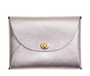 Buy Coach Pouch Leather Clutch Extra Large Women's Silver Metal at Sasom – Authentic and Ready to Ship