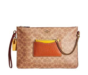 Buy Coach Pouch Canvas With Leather Wrist Bags Clutches Large Size Women's Brown at Sasom – Authentic and Ready to Ship