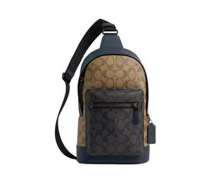 Buy Coach West Leather Paneled Canvas Bag Fanny Pack Men's Charcoal Gray & Khaki & Denim at Sasom – Authentic and Ready to Ship
