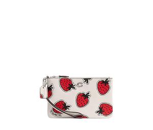 Buy Coach Wristlet Pebbled Leather Clutch Small Size Women's White & Red at Sasom – Authentic and Ready to Ship