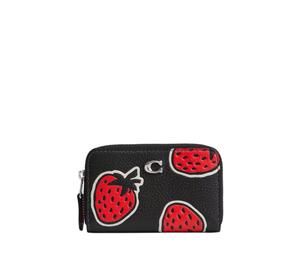Buy Coach Zip Around Polished Pebbled Leather Wallets Card Holders Small Size Women's Black Multicolor at Sasom – Authentic and Ready to Ship