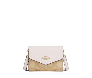 Buy Coach Envelope Canvas With Leather Envelope Wallets Mini Women's Gold & Light Khaki Chalk at Sasom – Authentic and Ready to Ship