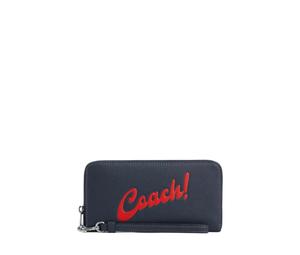 Buy Coach Zip Around Refined Pebbled Leather Wallet Small Size Women's Silver Panel Denim at Sasom – Authentic and Ready to Ship