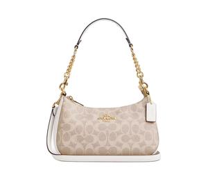 Buy Coach Teri Coated Canvas Portable Crossbody Bag Shoulder Bag Medium Size Women's Sand & Chalk White at Sasom – Authentic and Ready to Ship