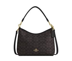 Buy Coach Coated Canvas Shoulder Bag Crossbody Bag Handbag Large Size Women's Gold & Walnut Wood & Black at Sasom – Authentic and Ready to Ship