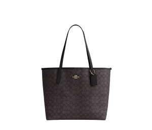 Buy Coach City Tote Bag In Signature Canvas With Gold Hardware Black at Sasom – Authentic and Ready to Ship