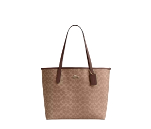 Buy Coach City Tote Bag In Signature Canvas With Gold Hardware Brown at Sasom – Authentic and Ready to Ship