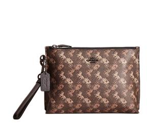 Buy Coach Pouch Coated Canvas With Leather Accents Clutch Medium Size Women's Silver/Brown Black at Sasom – Authentic and Ready to Ship