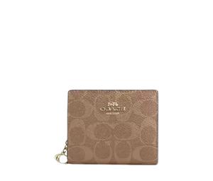 Buy Coach Snap Wallet In Signature Canvas With Gold Hardware Tan And Brown at Sasom – Authentic and Ready to Ship