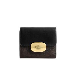 Buy Coach Eliza Coated Canvas Wallet Small Size Women's Walnut Wood With Black Accents at Sasom – Authentic and Ready to Ship