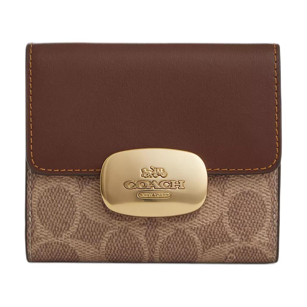 https://d2cva83hdk3bwc.cloudfront.net/CW801-IMXHE-coach-eliza-coated-canvas-wallet-small-size-women-s-tan-brown-1.jpg