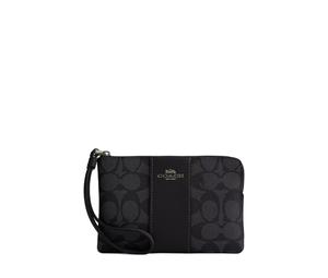 Buy Coach Corner Zip Coated Canvas Clutch Small Size Women's Charcoal Gray at Sasom – Authentic and Ready to Ship