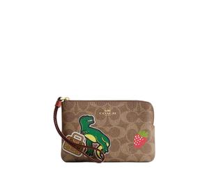 Buy Coach Corner Zip Coated Canvas Clutch Small Size Women's Tan Multicolor at Sasom – Authentic and Ready to Ship