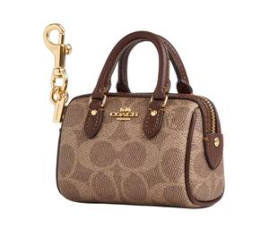 Buy Coach Bag Charm Coated Canvas With Smooth Leather Bag Accessory Mini Women's Gold Tan Brown at Sasom – Authentic and Ready to Ship