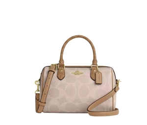 Buy Coach Rowan Satchel Bag In Blocked Signature Canvas With Gold Hardware Gold Sand Tan at Sasom – Authentic and Ready to Ship