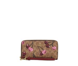 Buy Coach Zip Around Coated Canvas Wallet Small Size Women's Tan & Multicolor at Sasom – Authentic and Ready to Ship