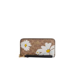Buy Coach Zip Around Coated Canvas Wallet Small Size Women's Tan Multicolor at Sasom – Authentic and Ready to Ship