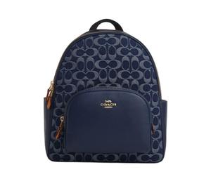 Buy Coach Court Fabric Cow Leather Patchwork Backpack Large Size Women's Denim Blue With Natural Color Accents at Sasom – Authentic and Ready to Ship
