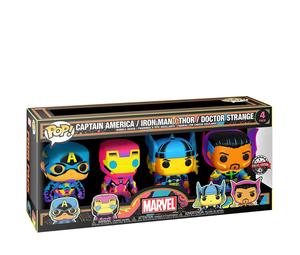 Buy Funko Pop! Marvel Captain America/Iron Man/Thor/Doctor Strange Blacklight Special Edition 4-Pack at Sasom – Authentic and Ready to Ship