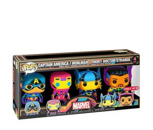 Buy Funko Pop! Marvel Captain America/Iron Man/Thor/Doctor Strange Blacklight Target Exclusive 4-Pack at Sasom – Authentic and Ready to Ship