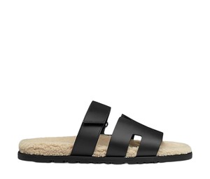 Buy Hermes Chypre Sandal Noir Leather Woolskin (M) at Sasom – Authentic and Ready to Ship