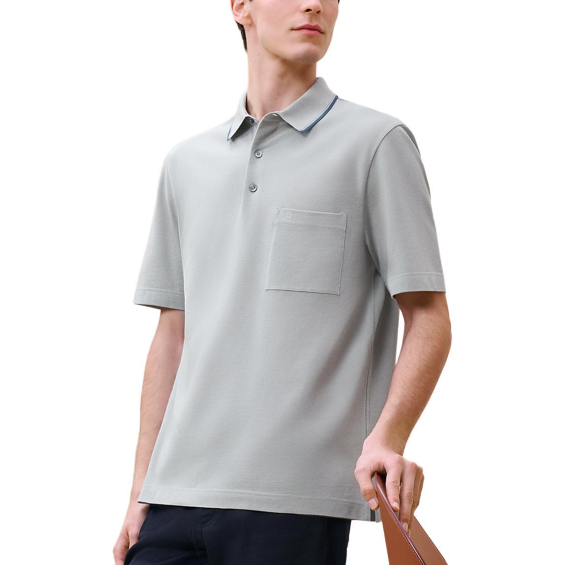 SASOM | apparel Hermes Polo Shirt Men's Light Gray Check the